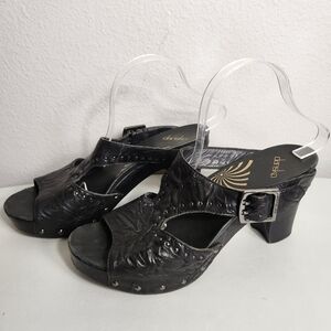 Dansko Ripley Womens Leather Studded Wooden Heel Platform Sandals-Sz EU 42/10.5